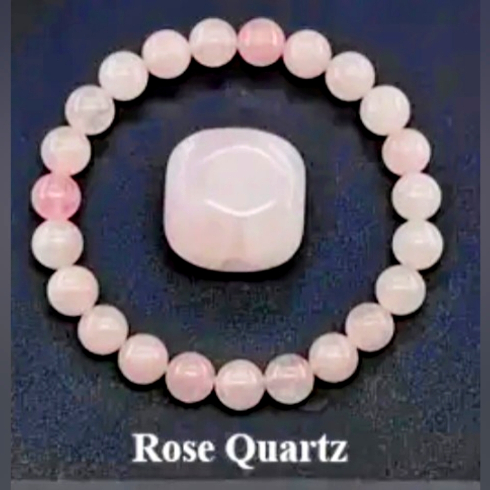 🥳 4/$20 #2 Elegant Rose Quartz Semi Preciouse Beaded Bracelet